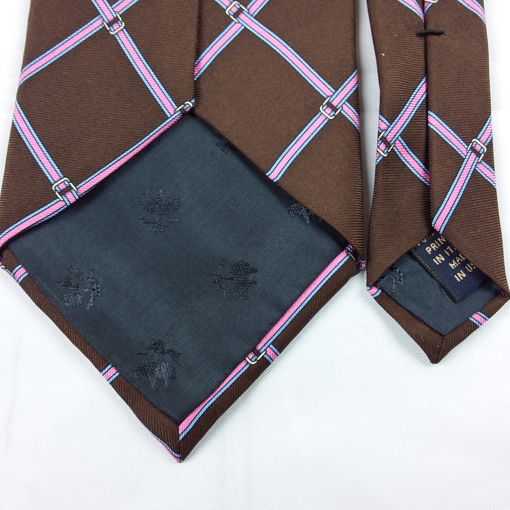 Brooks Brothers Necktie Silk USA Made Brown Pink - Picture 5 of 7